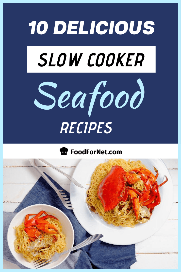 example of slow cooker seafood recipe with crab & noodles