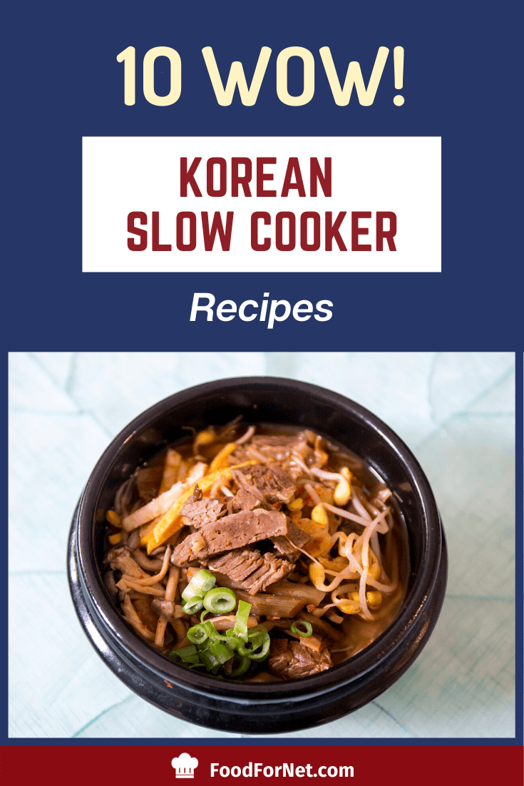 example of a Korean Slow Cooker Recipe with beef, mushrooms, onions, and noodles