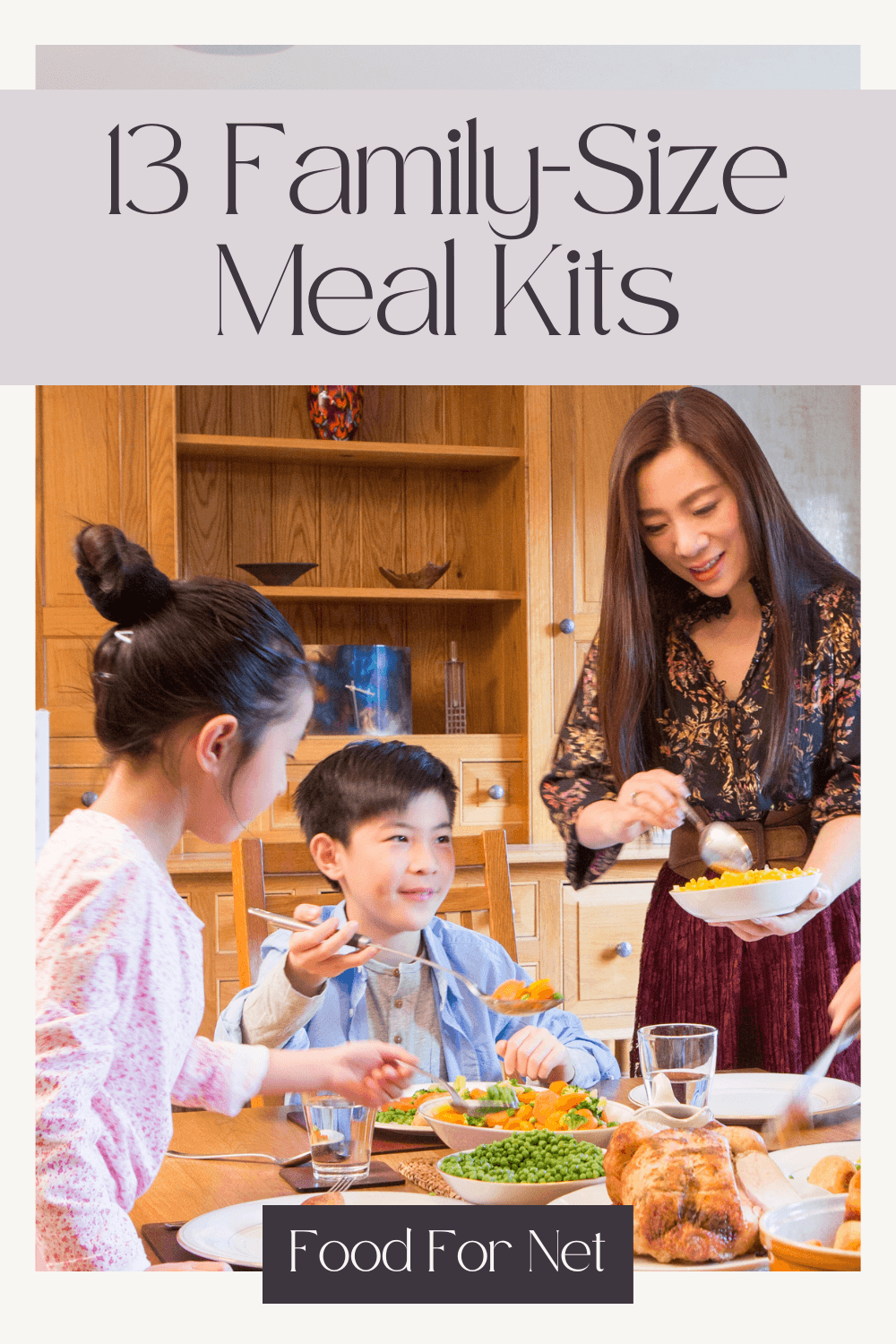 Family Size Meal Kits. A family eating dinner together, which has been made using a family size meal kit