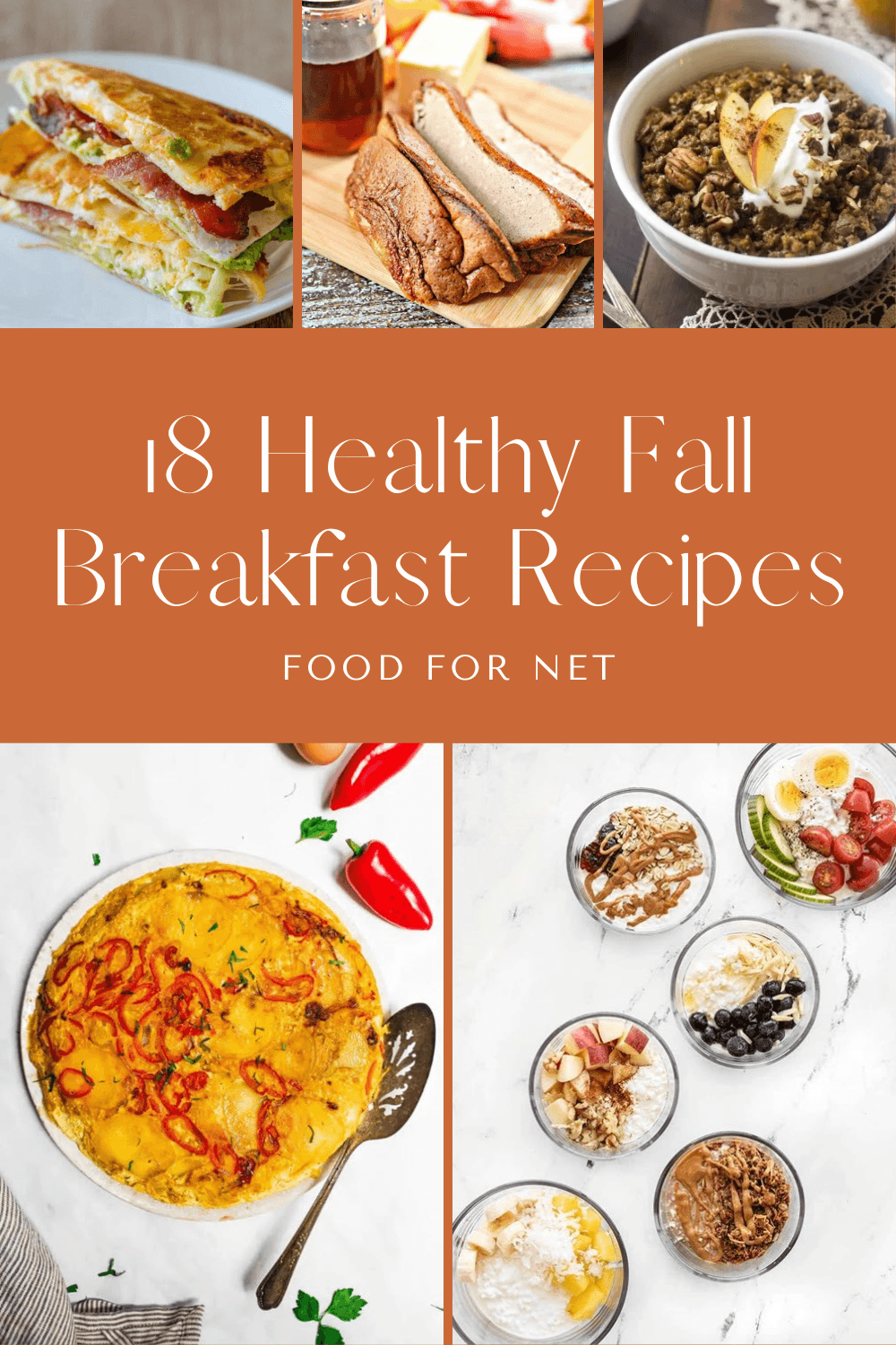 Healthy Fall Breakfast Recipes. Five types of fall breakfast, including a cottage cheese bowl, French bread dish, granola, and more