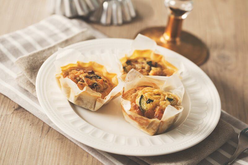 Mini quiches with pumpkin and vegetables