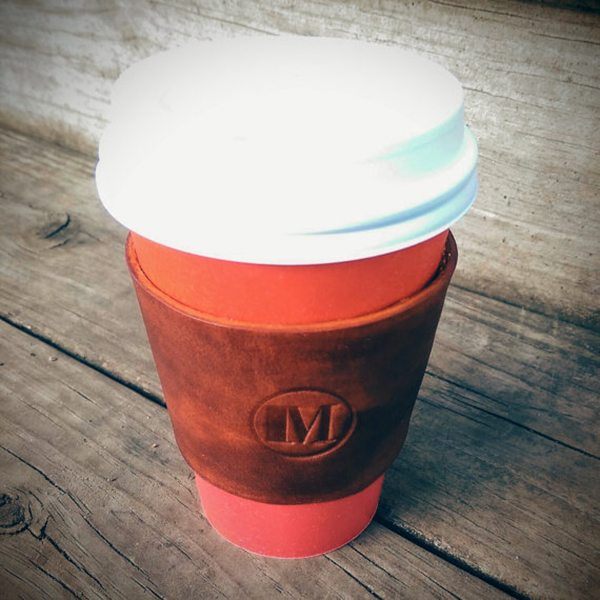 Monogrammed Leather Coffee Sleeve