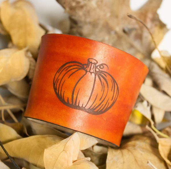 Pumpkin Leather Coffee Cozy