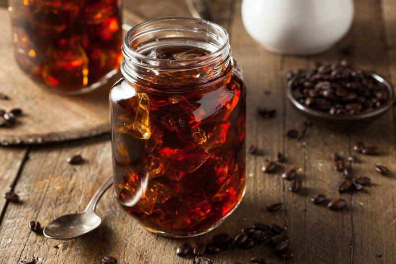 cold brew coffee in a mason jar