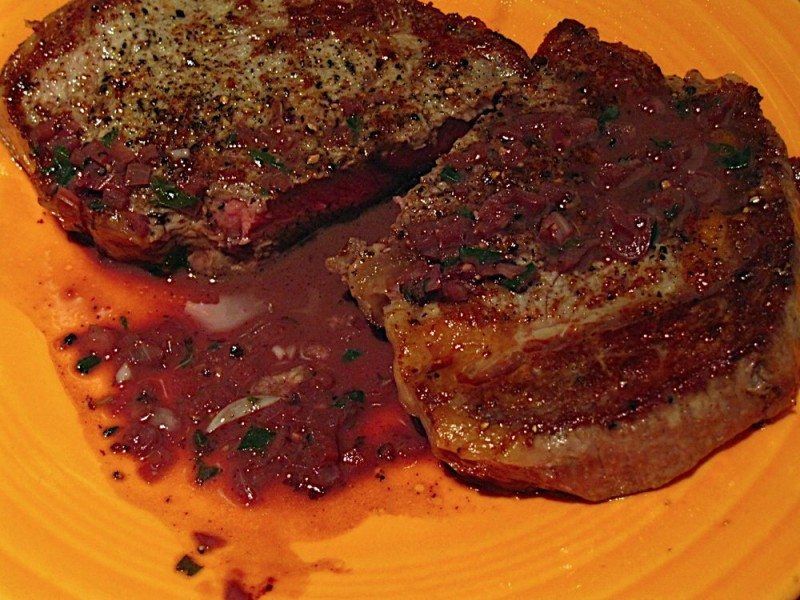 Ribeye Steak Saute with Red Wine