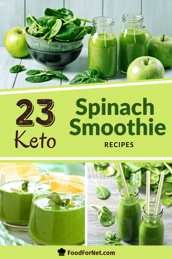 green fruits and vegetables like apples and spinach with thick green keto spinach smoothies