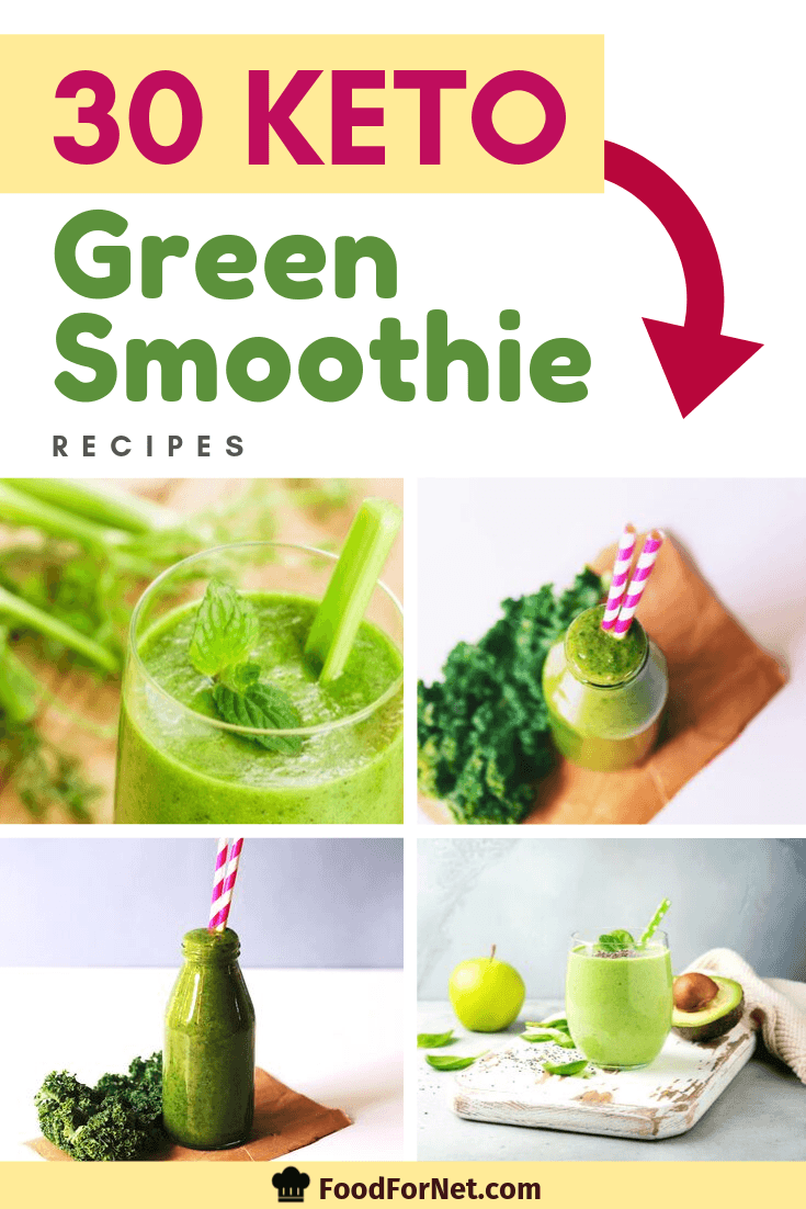 green vegetables like celery and spinach with different types of green smoothies in jars