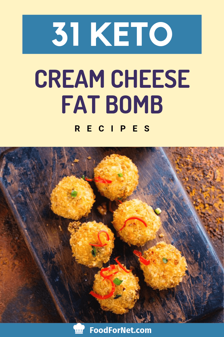 six orange colored keto cream cheese fat bombs with vegetable garnish