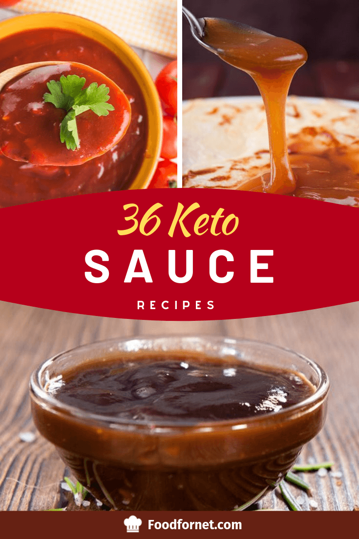 red, brown, and orange keto-friendly sauces for a variety of keto-inspired dishes