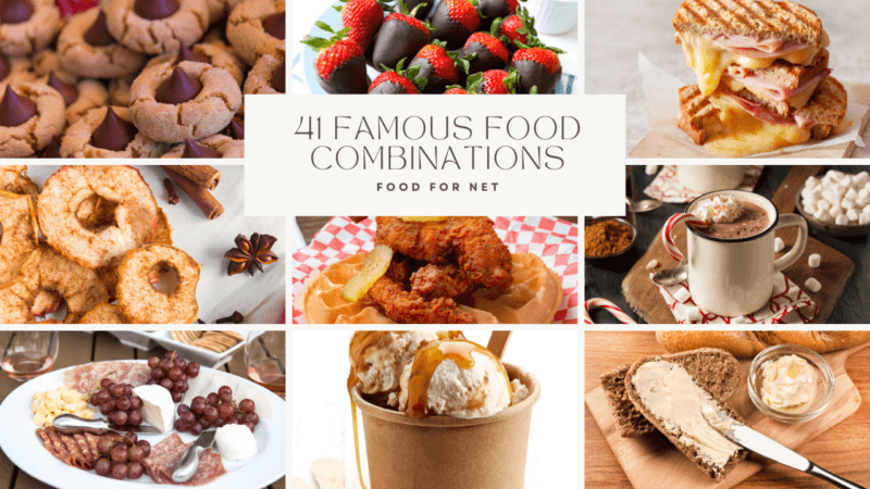 A collection of different famous flavor combinations, like chocolate and strawberries, and peanut butter and chocolate