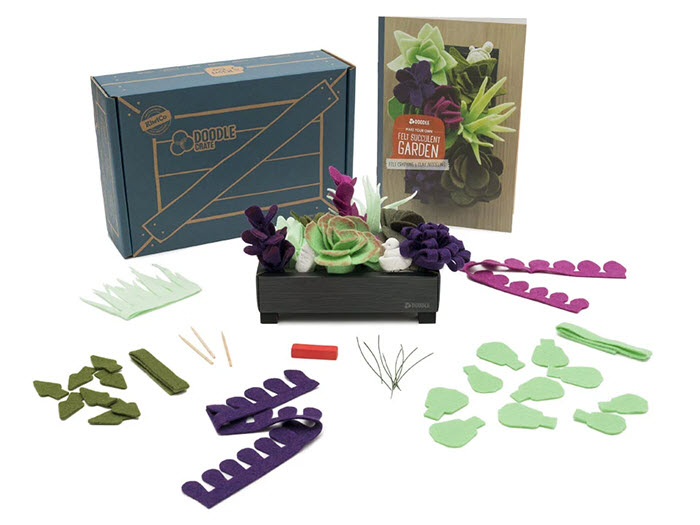 A Garden Kit from Doodle Crate showing various pieces of felt used to create a gardenf