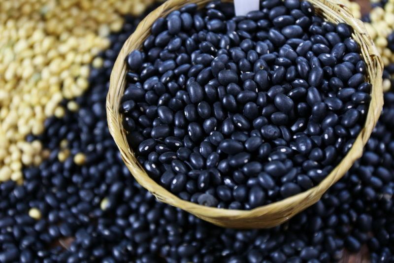 A basket of black soybeans