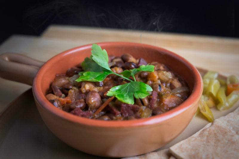 A brown bowl filled with medames