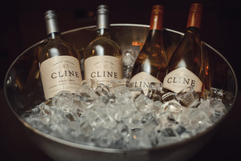 A bucket of ice with viognier wine and pinot gris