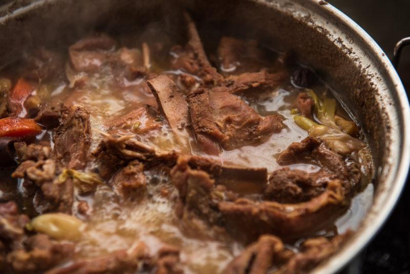 A lamb stew in a pot