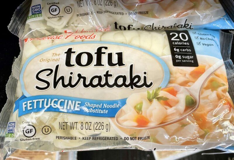 A package containing tofu shirataki noodles