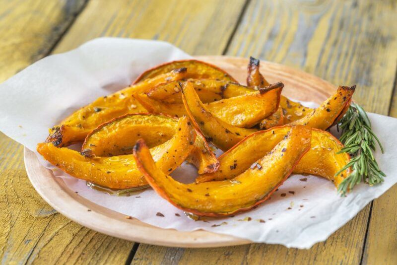 A plate with fried pumpkin