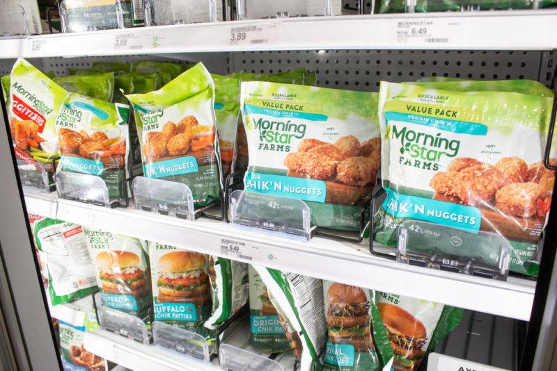 A selection of MorningStar Farms meatless products