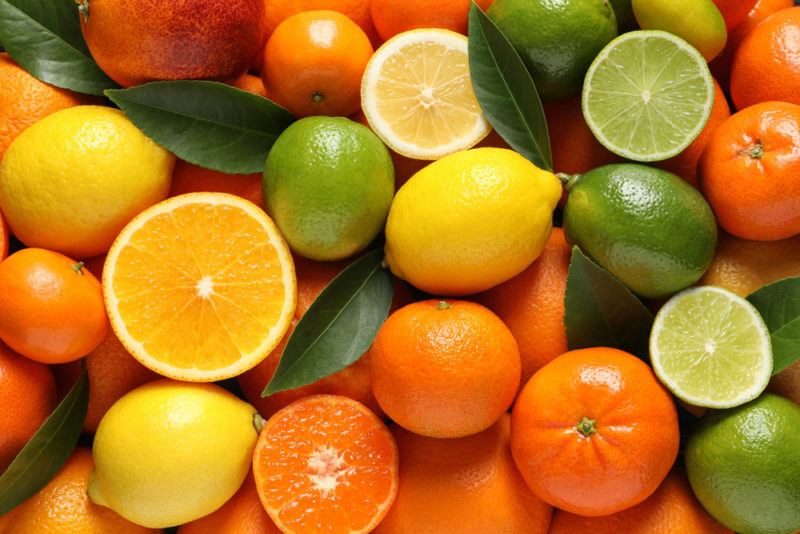 A selection of citrus fruit including lemons, limes and oranges