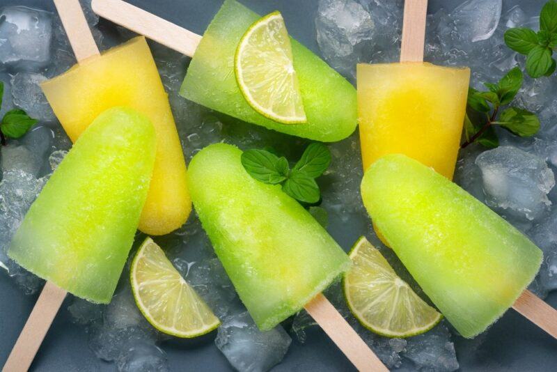 Homemade lemon and lime popsicles