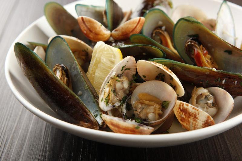 A bowl with a selection of shellfish