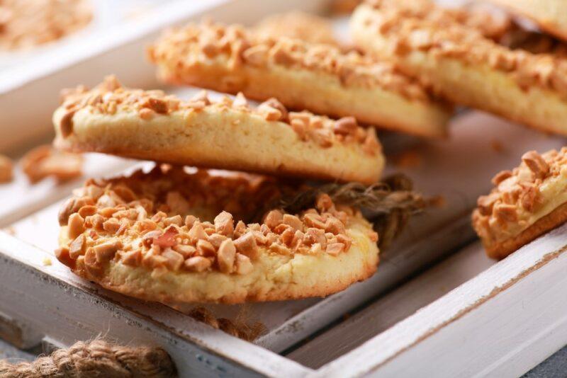 A tray containing Philly cheesesteak cookies