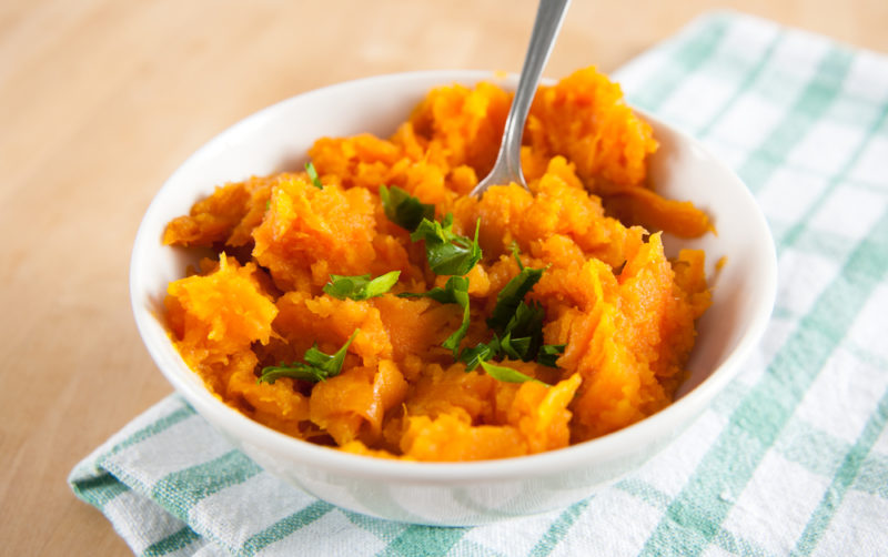 A white bowl of mashed vegetables | Food For Net A white bowl of mashed carrots