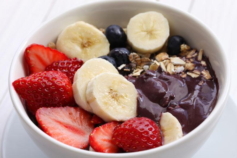 An acai smoothie bowl with berries