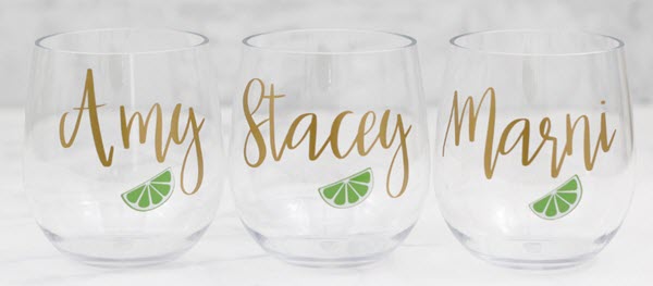 Acrylic Wine Glasses With Lime | Food For Net Set of 3 glasses with limes