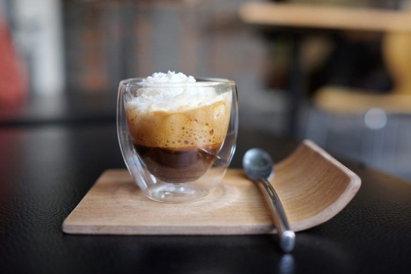 An affogato with ice cream and coffee