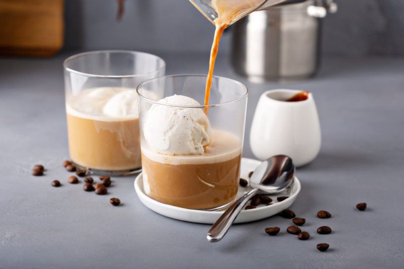 Two glasses of spiked affogato