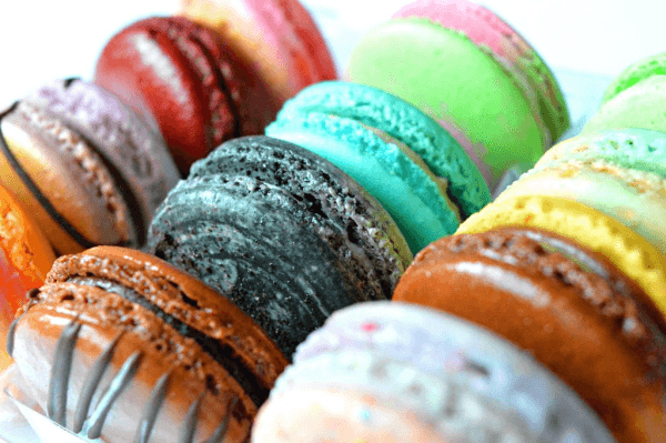 Various colored macarons