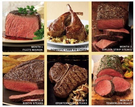 Six images of steaks