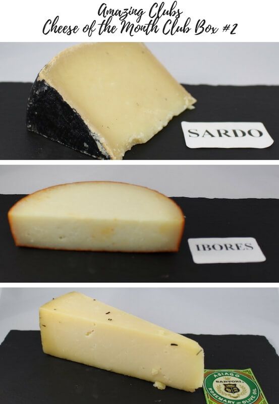 Amazing Clubs Cheese of the Month Club Box #2 August 2017 sardo, ibores, rosemary flavored