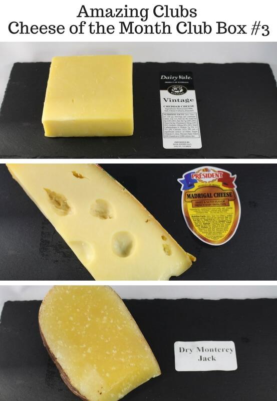 Amazing-Clubs-Cheese-of-the-Month-Club-Box-3 aged cheddar, swiss madrigal, dry monterey jack