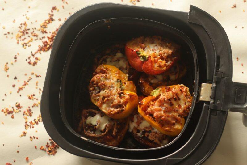 Cooking stuffed bell peppers in an air fryer