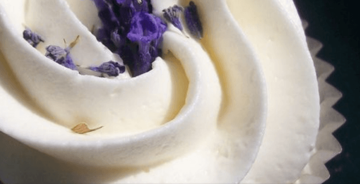 Angel Cakes | Food For Net A cupcake with white frosting and lavender