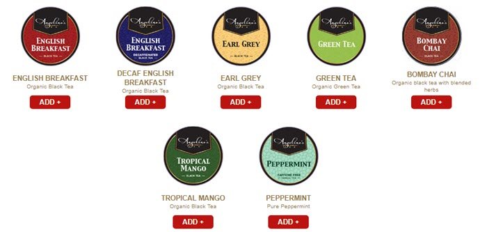 Selection of tea K-Cups