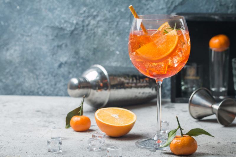 An aperol spritz in a glass