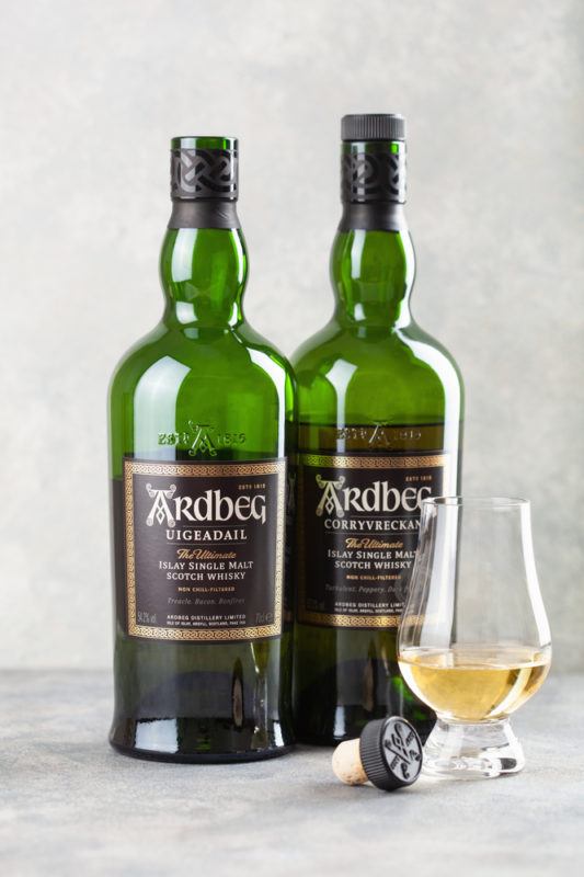 Ardbeg Uigeadail on pale backbground