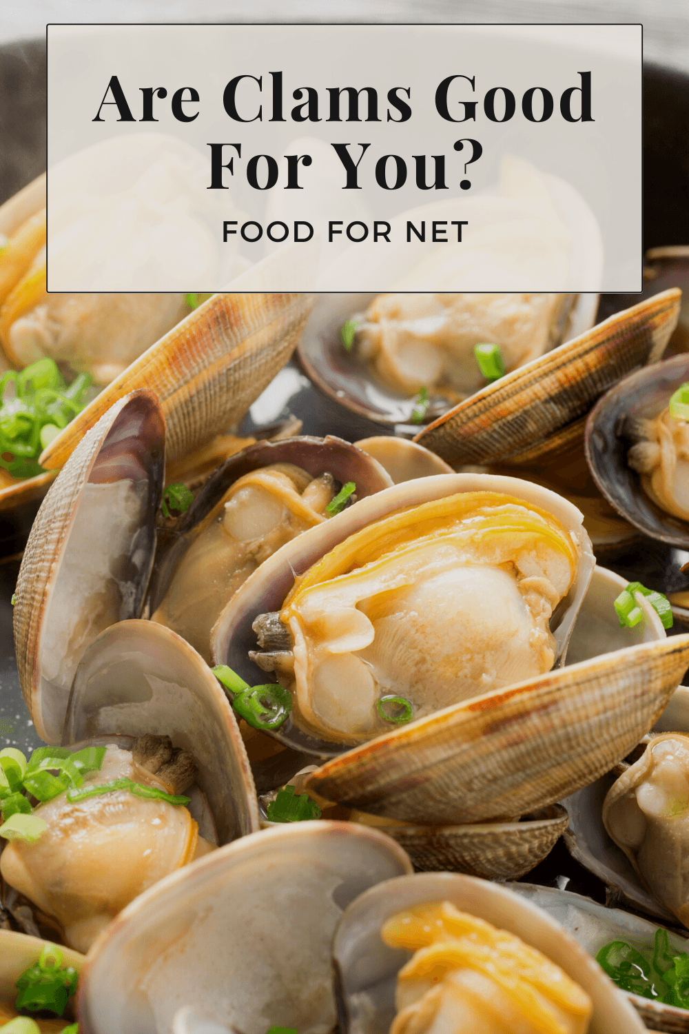 A dish of cooked clams with some greenery, looking at whether clams are good for you