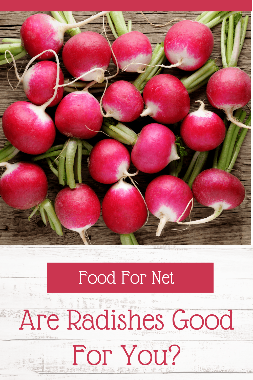 A selection of pink red radishes with green stalks on a table, looking at whether radishes are good for you