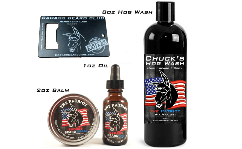 Badass Beard Club Website Screenshot showing the various products like beard wax and beard oil