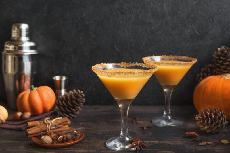 Two pumpkin spice martinis