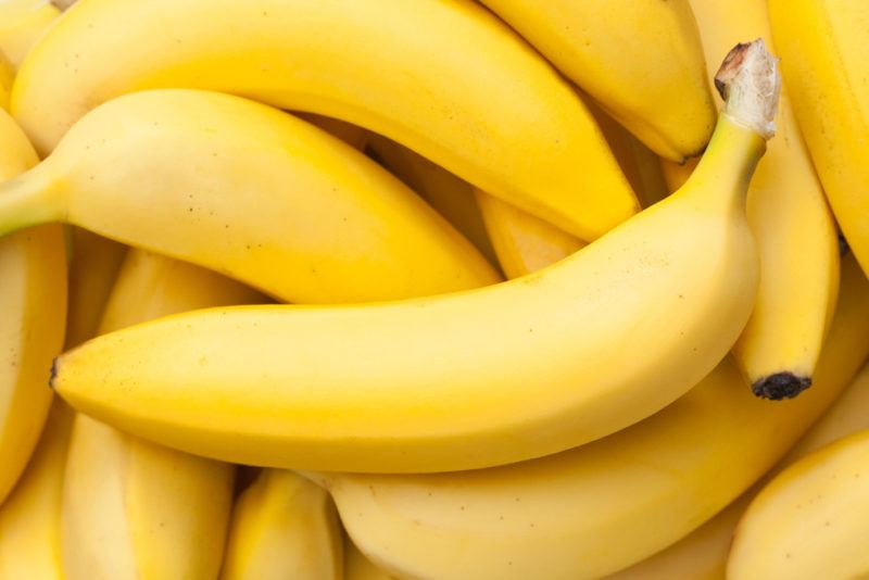 A selection of fresh yellow bananas