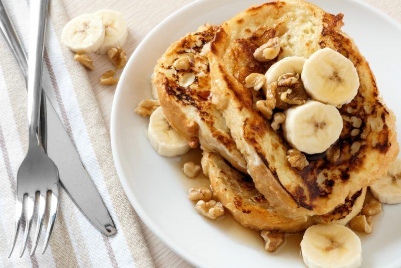 Pancakes with bananas in syrup