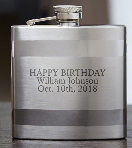 Banded Stainless Steel Flask | Food For Net Banded stainless steel flask with engraving