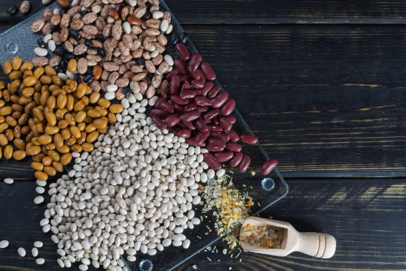 A selection of beans on a table