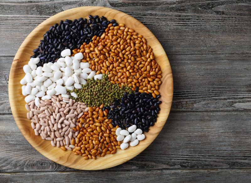 A mixed bowl of lentils and beans