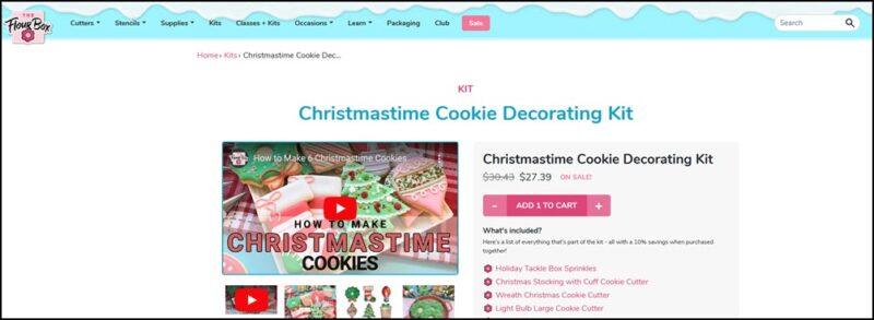 A website screenshot showing a collection of Christmas themed cookies